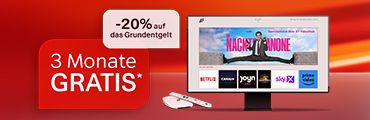 Fernseher-Gerät mit Streaming-Apps und Werbeaktion: 3 Monate gratis und minus 20% auf das Grundentgelt. Verweis auf Angebotsbedingungen.