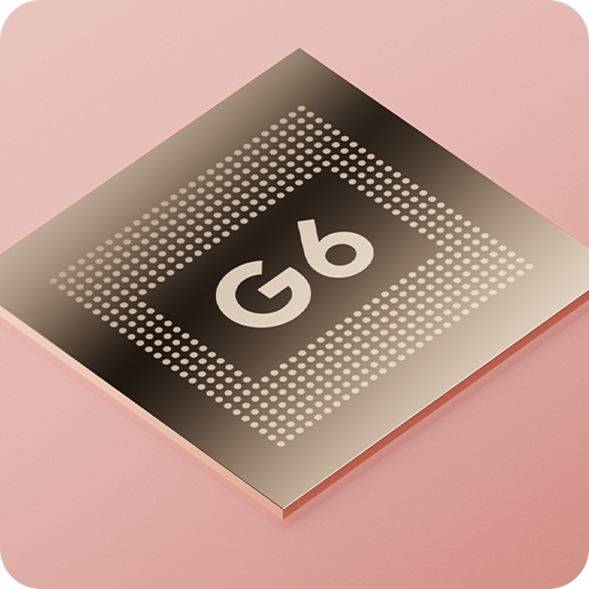 Schrägaufnahme des Google Tensor G6-Prozessors