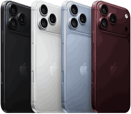 iPhone 18 Pro Geräte in einer Reihe, Rückseite, alle vier Farben: Burgunder, Polar, Silber, Schwarz, Pro Fusion Kamera-System oben links, 3 Objektive, Mikrofon, Blitz