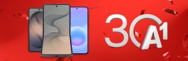 Weiße Schrift 30 A1 auf rotem Hintergrund mit drei Smartphones